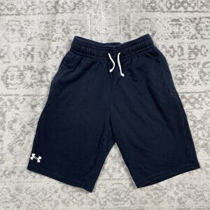 Under Armour Athletic Shorts Mens Loose Fit Cotton Pockets Black Size Small